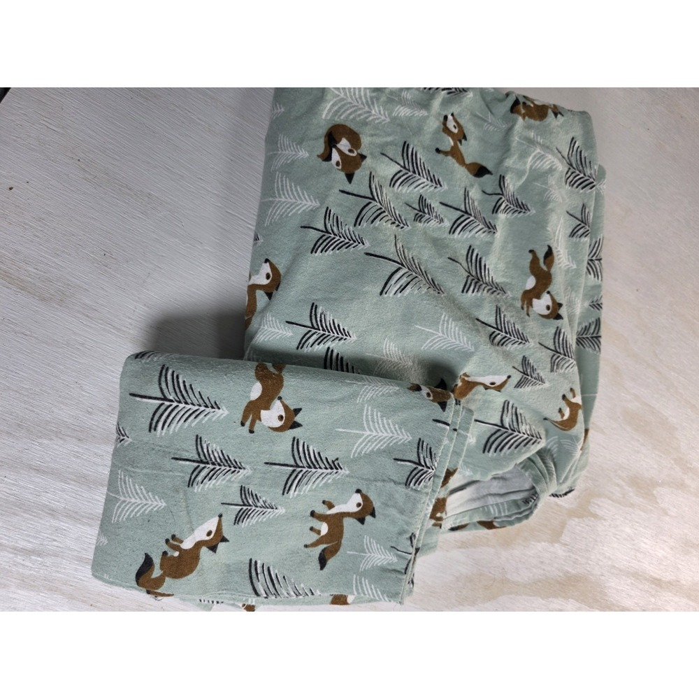 Intelligent Design Cozy Soft 100% Cotton Flannel Print Twin XL, Seafoam Foxes